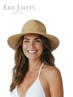 ERIC JAVITS Bella Brown Packable Straw Fedora Hat